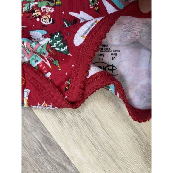 Disney Parks Christmas Baby Outfit Set Minnie Mouse Bow Bodysuit Pants 6 Months - Picture 7 of 8